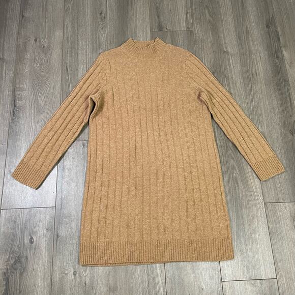 Madewell Bodhi Long Sleeve Woold Blend Rib Mini Sweater Dress US Women's L New - Picture 2 of 5